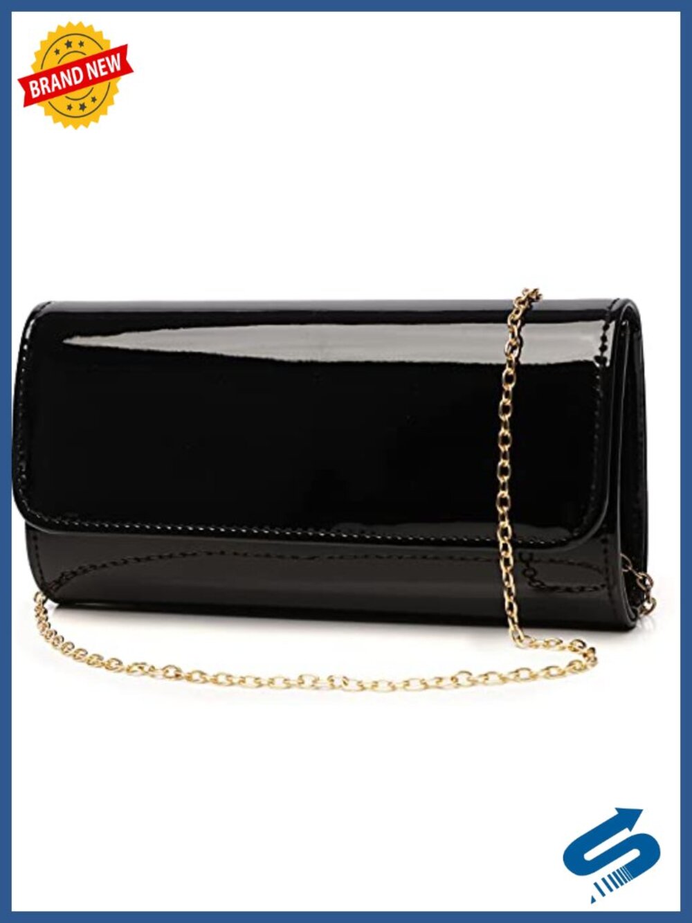 Patent Leather Envelope Clutch Evening Handbag Shoulder Purse Party Prom